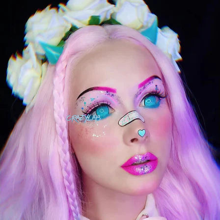Sweety Mini Sclera Cyan Mesh Rim (1 lens/pack)-Mini Sclera Contacts-UNIQSO Canada