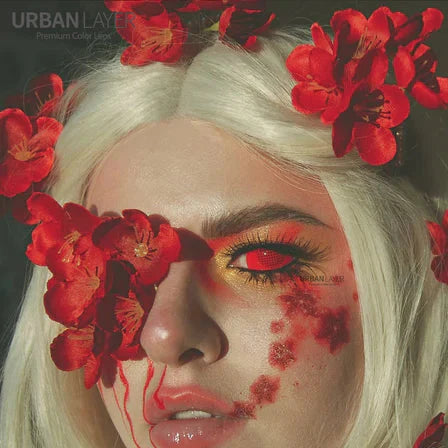 Sweety Crimson Red Mesh Sclera Contacts (1 lens/pack)-Sclera Contacts-UNIQSO Canada