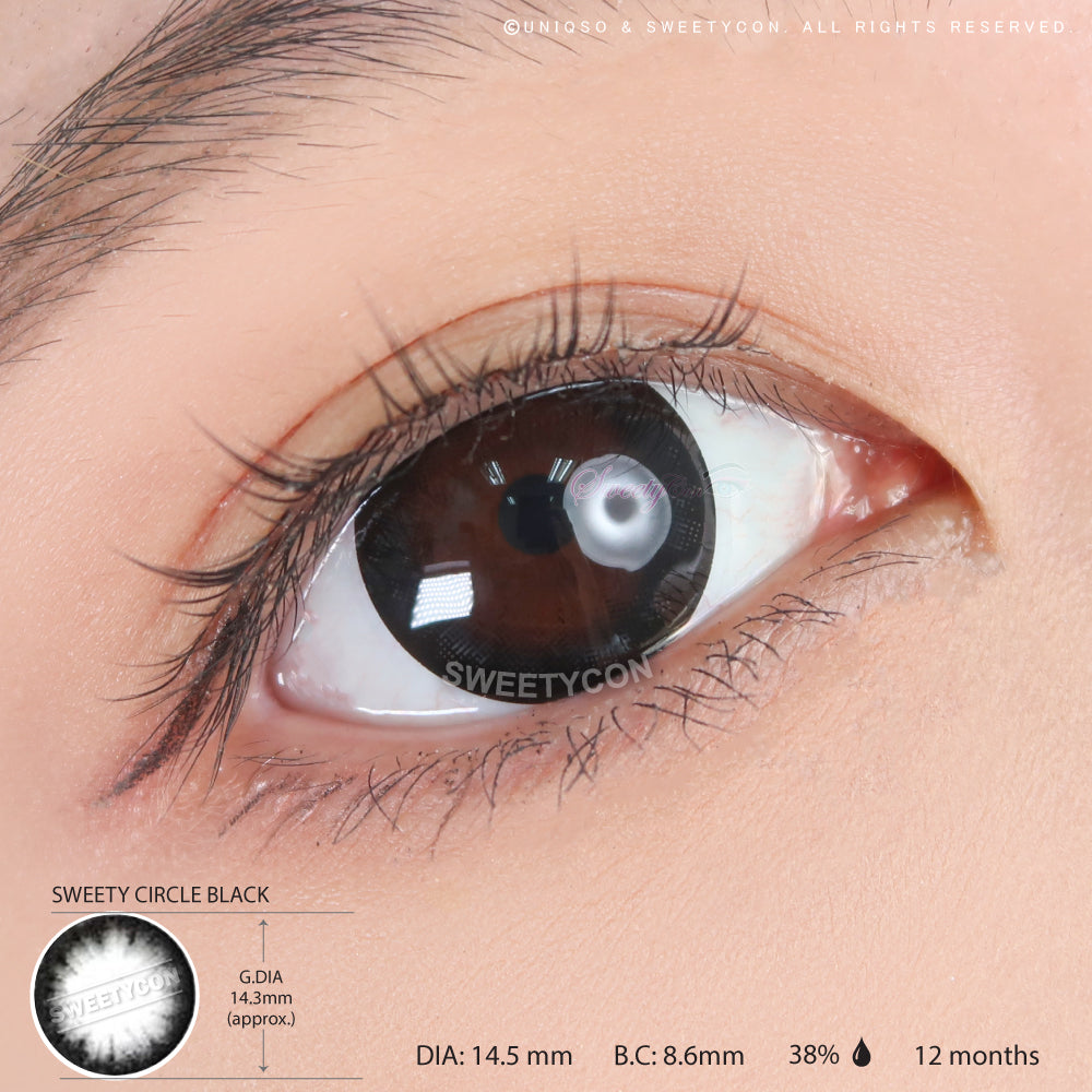 Sweety Circle Black (1 lens/pack)-Colored Contacts-UNIQSO