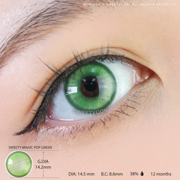 Sweety Magic Pop Green (1 lens/pack)-Colored Contacts-UNIQSO