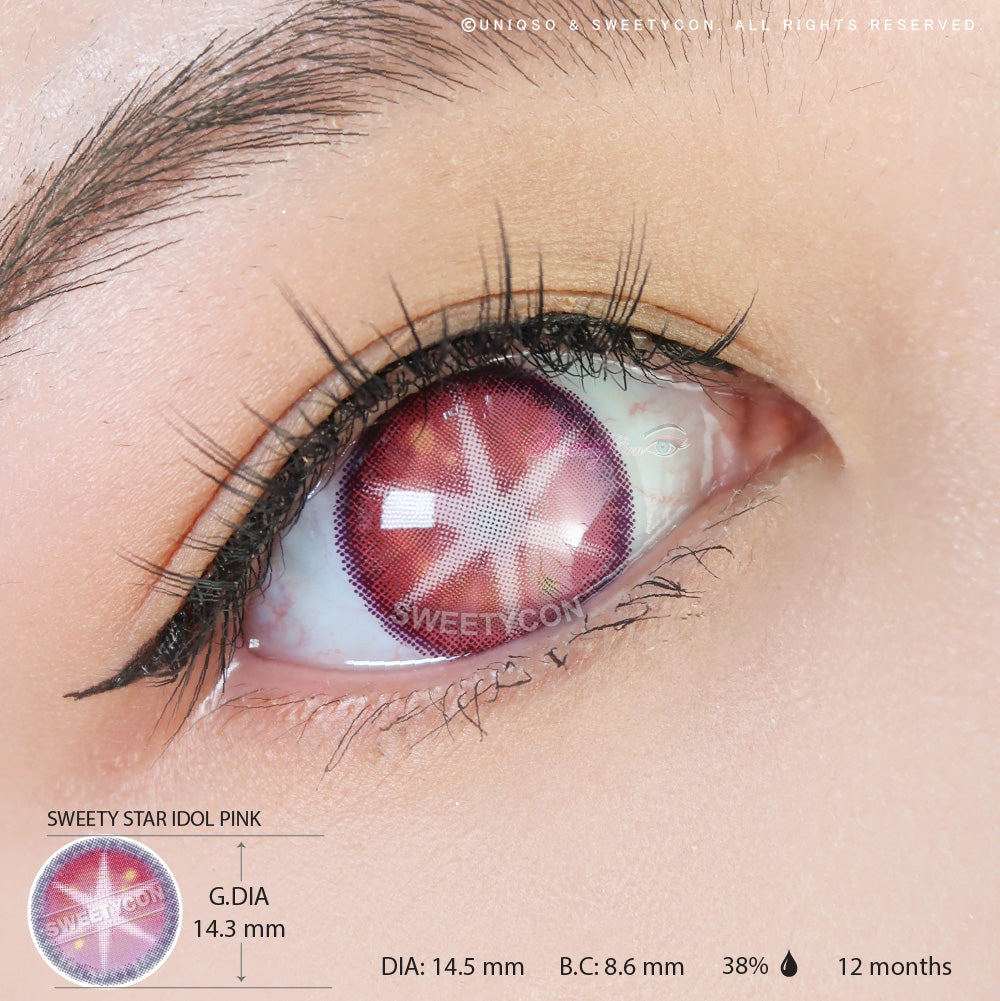 Sweety Star Idol Pink (1 lens/pack)-Colored Contacts-UNIQSO