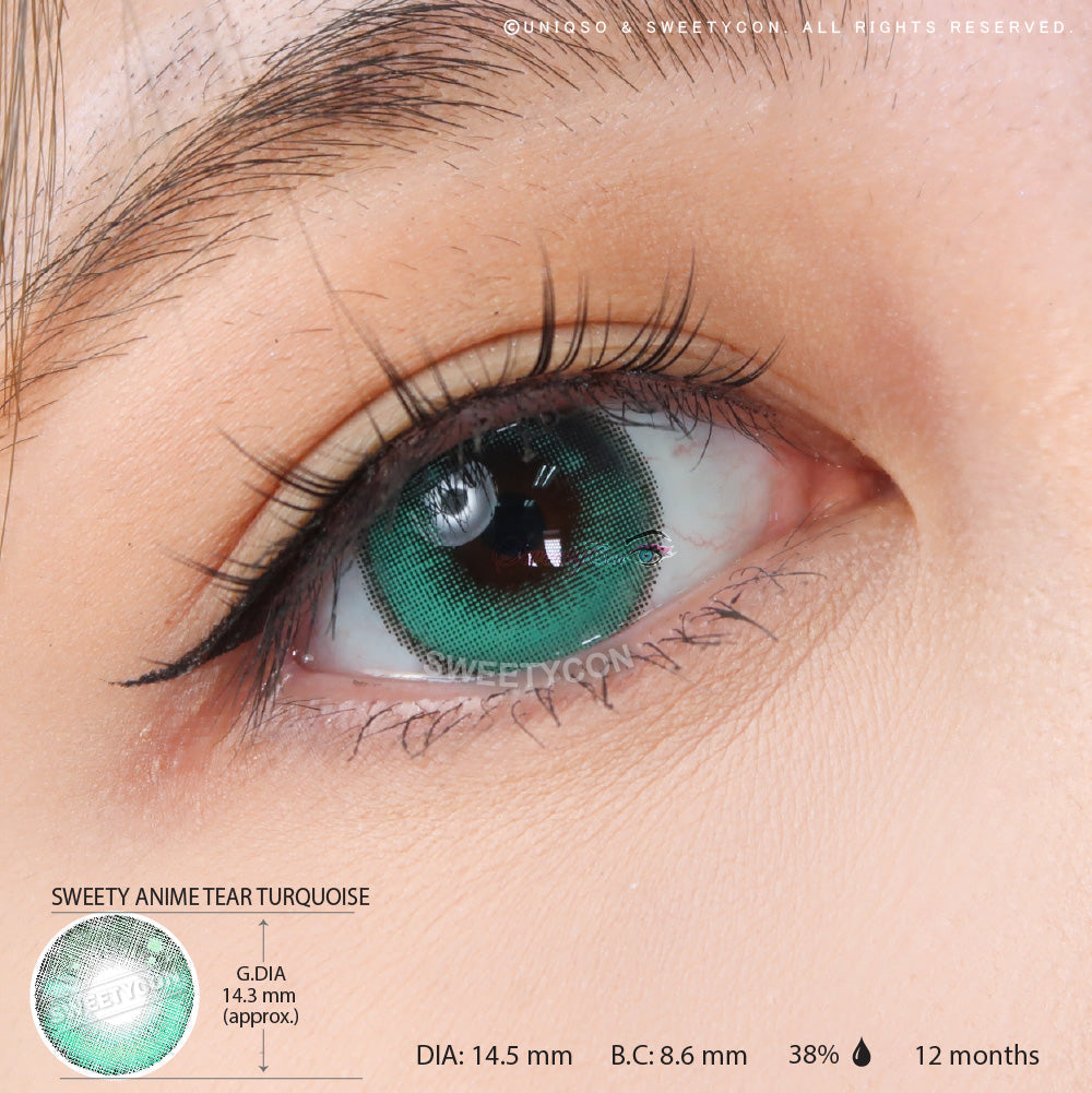 Sweety Anime Tear Turquoise (1 lens/pack)-Colored Contacts-UNIQSO