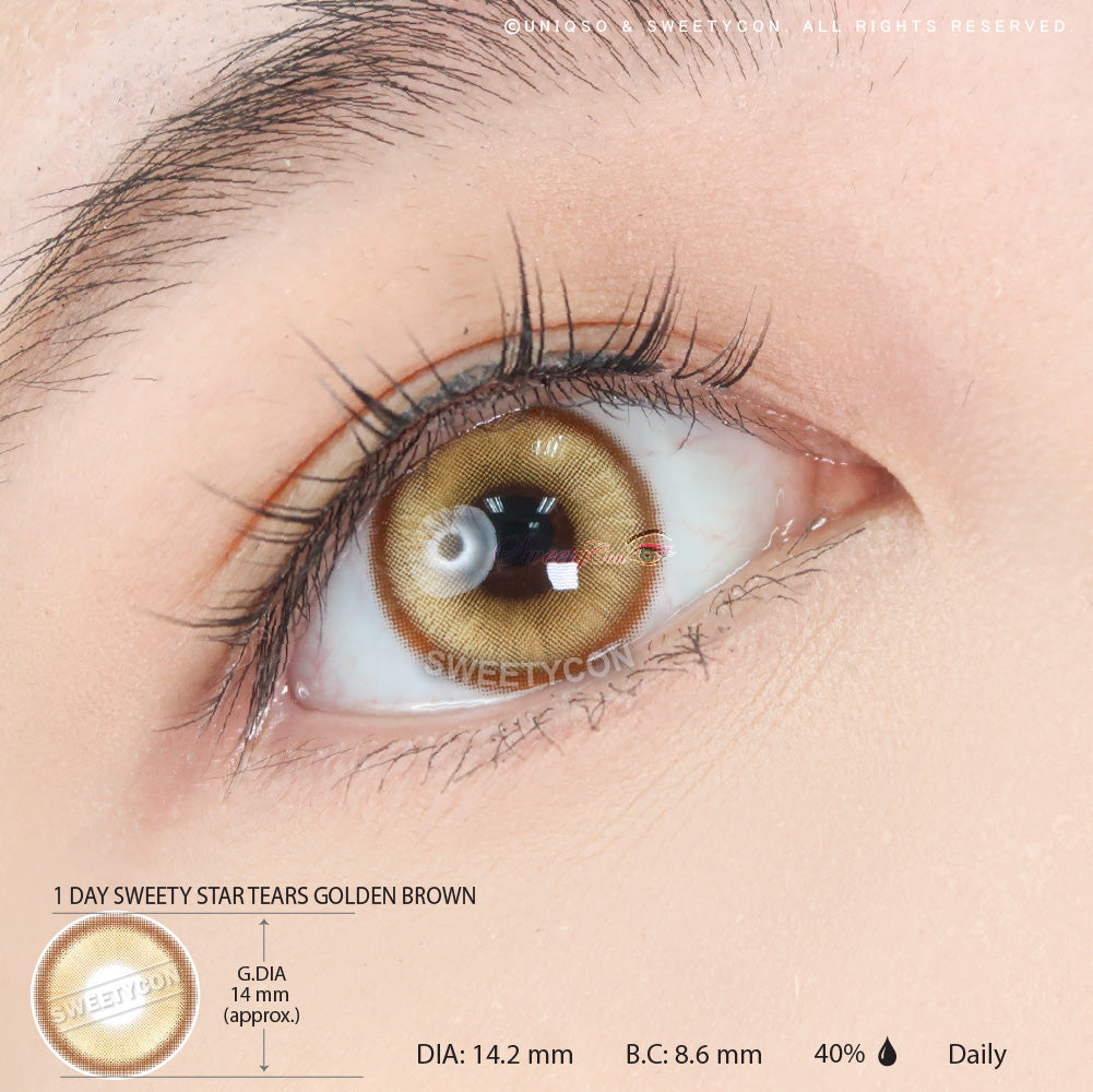 1 Day Sweety Star Tears Golden Brown (2 or 10 lenses/pack)-Colored Contacts-UNIQSO