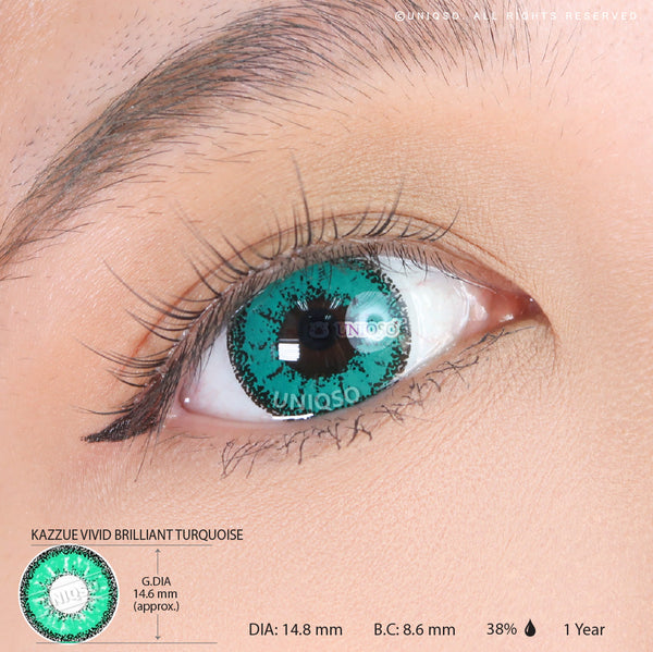 Kazzue Vivid Brilliant Turquoise (1 lens/pack)-Colored Contacts-UNIQSO