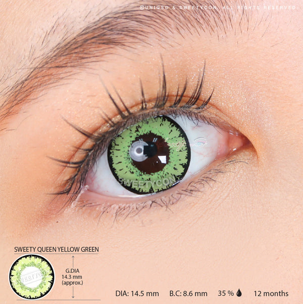 Sweety Queen Yellow Green (1 lens/pack)-Colored Contacts-UNIQSO