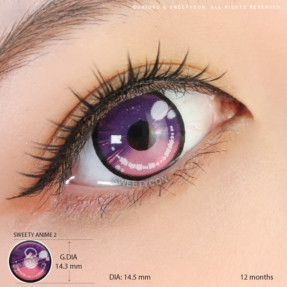 Sweety Anime 2 Purple Pink (1 lens/pack)-Colored Contacts-UNIQSO