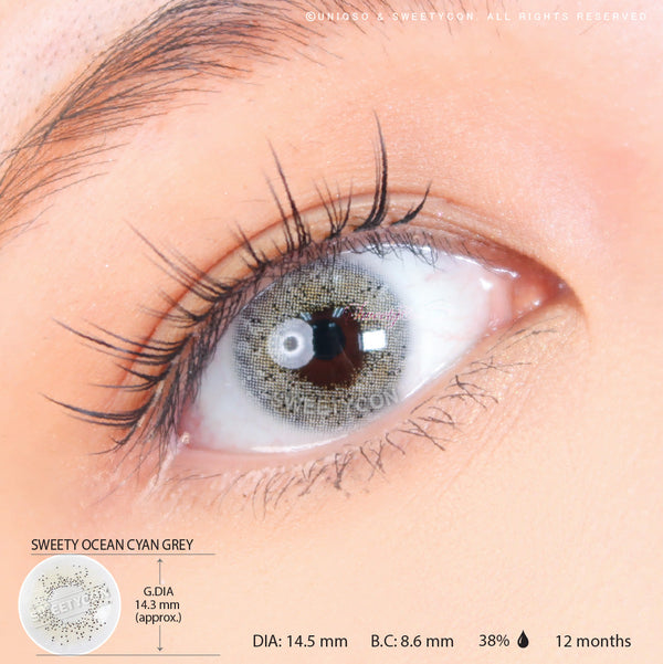 Sweety Ocean Cyan Grey (1 lens/pack)-Colored Contacts-UNIQSO