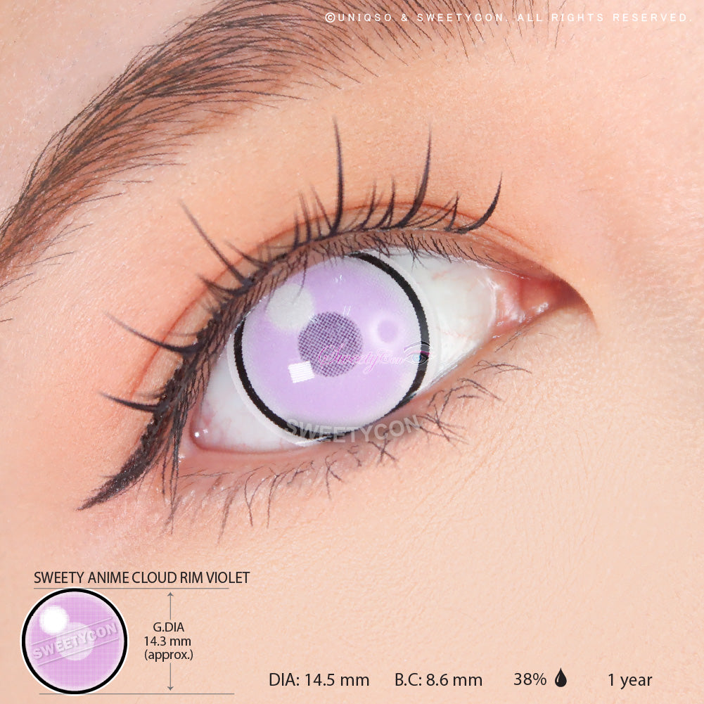 Sweety Anime Cloud Rim Violet (1 lens/pack)-Colored Contacts-UNIQSO