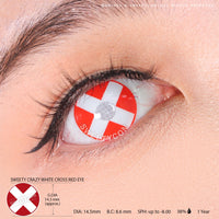 Sweety Crazy White Cross Red Eye (1 lens/pack)-Crazy Contacts-UNIQSO
