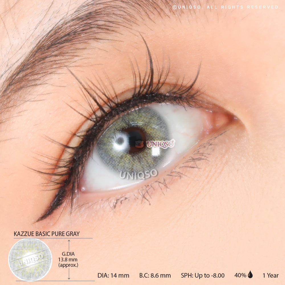 Kazzue Basic Pure Gray (1 lens/pack)-Colored Contacts-UNIQSO Canada