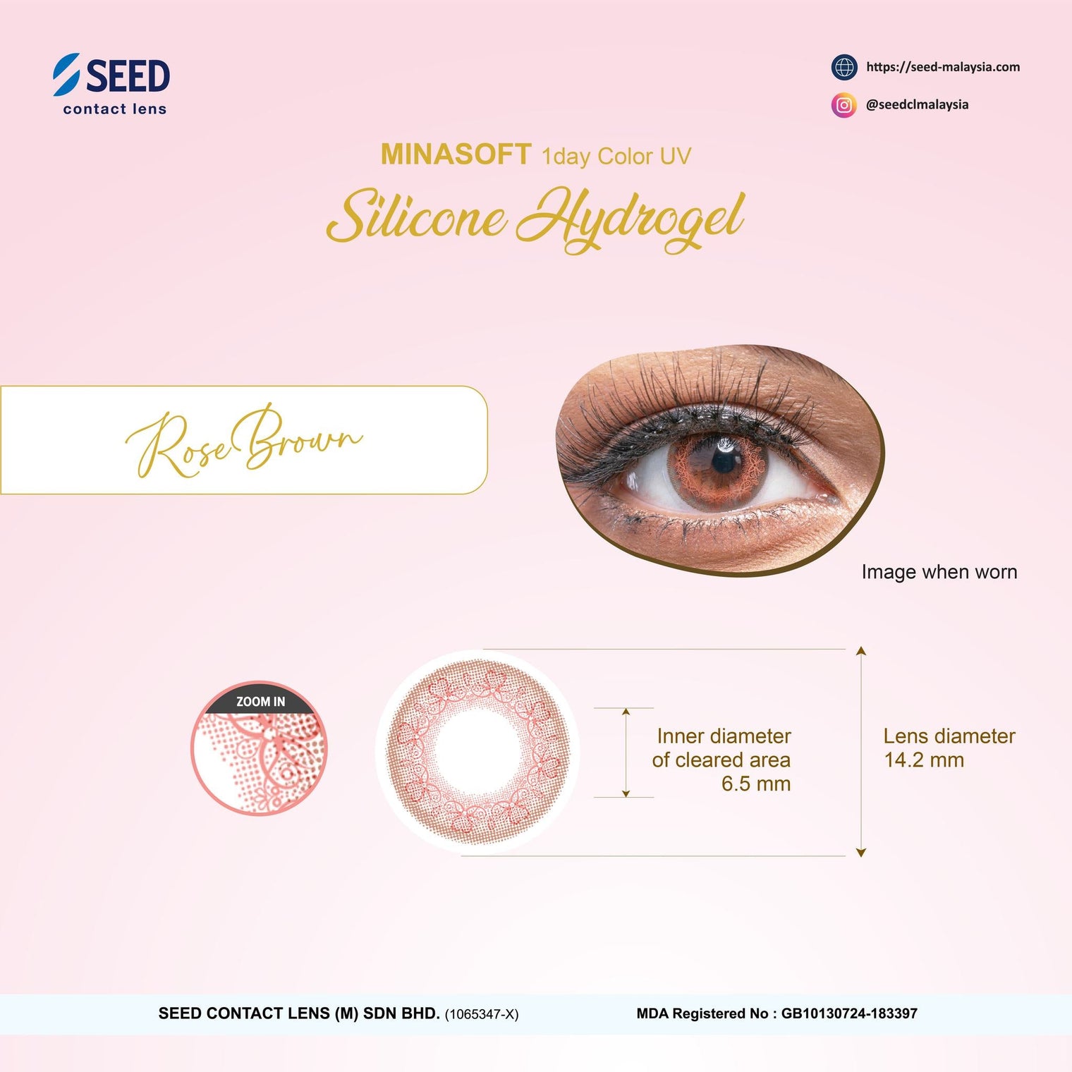 SEED Minasoft 1 day Color UV - Rose Brown-Colored Contacts-UNIQSO Canada
