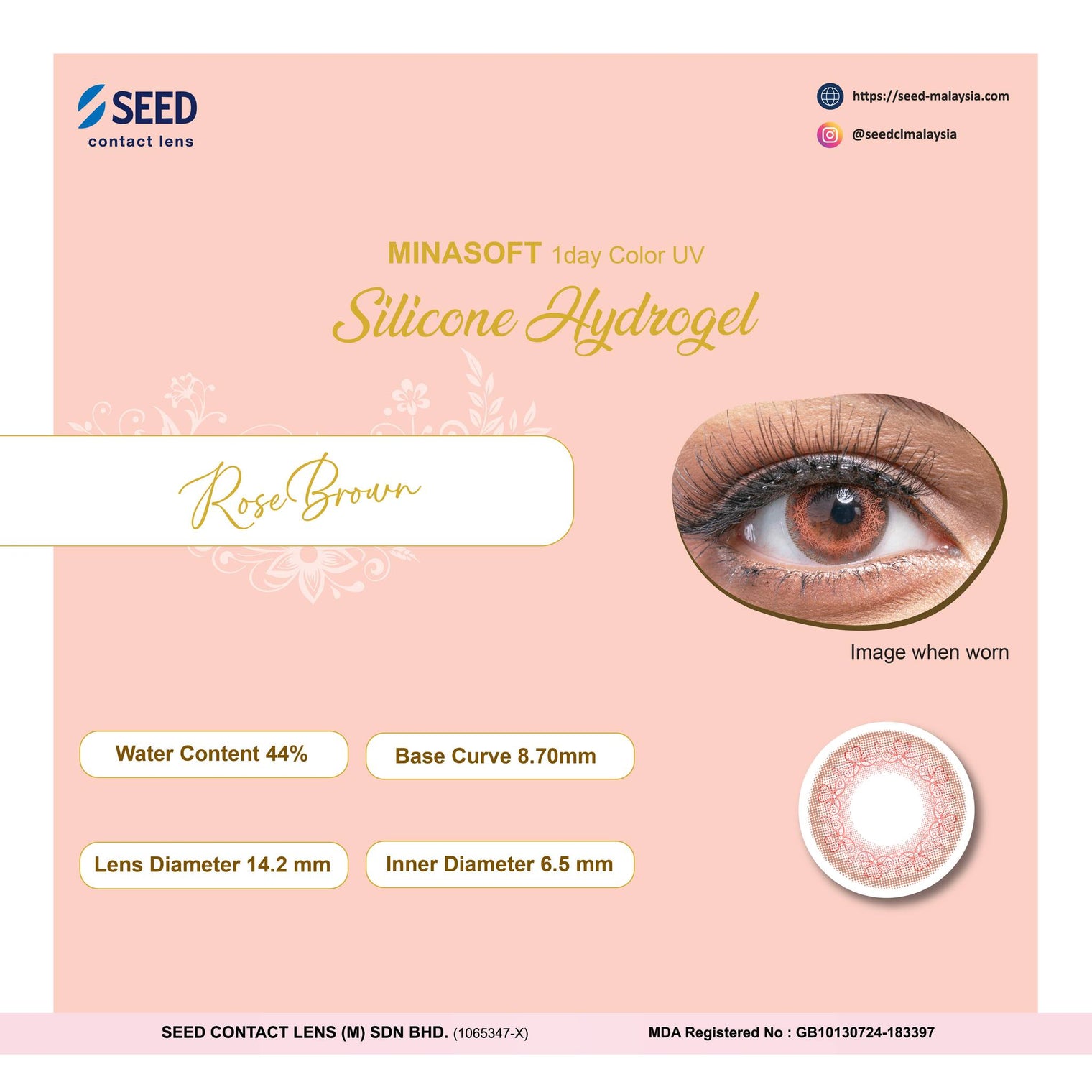 SEED Minasoft 1 day Color UV - Rose Brown-Colored Contacts-UNIQSO Canada
