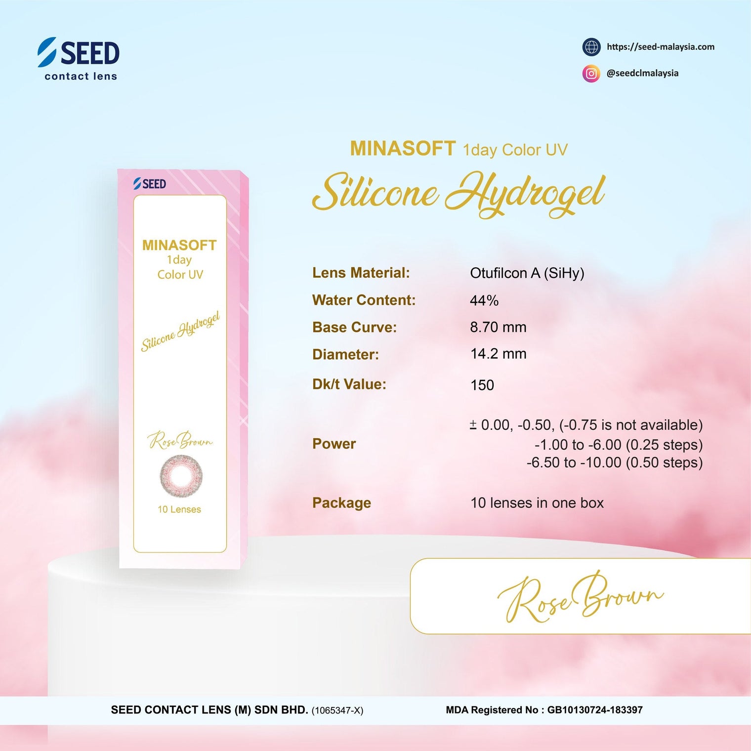 SEED Minasoft 1 day Color UV - Rose Brown-Colored Contacts-UNIQSO Canada