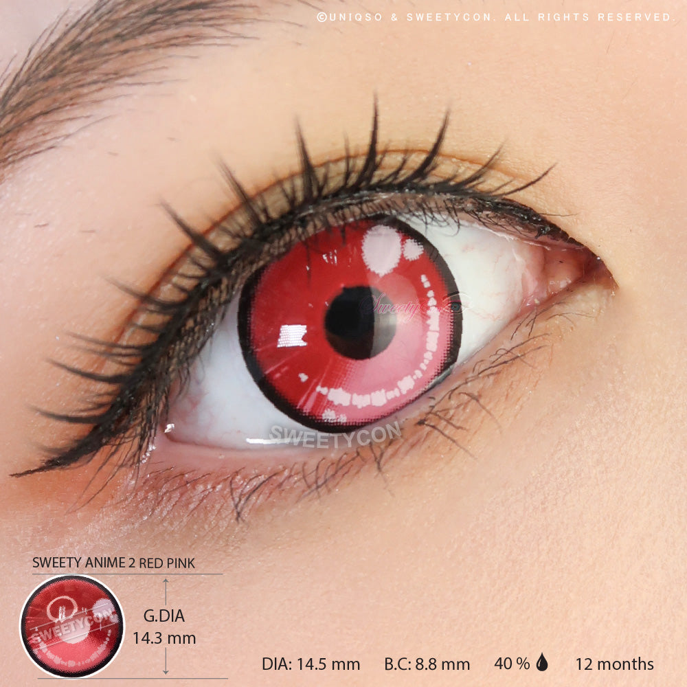 Sweety Anime 2 Red Pink (1 lens/pack)-Colored Contacts-UNIQSO Canada