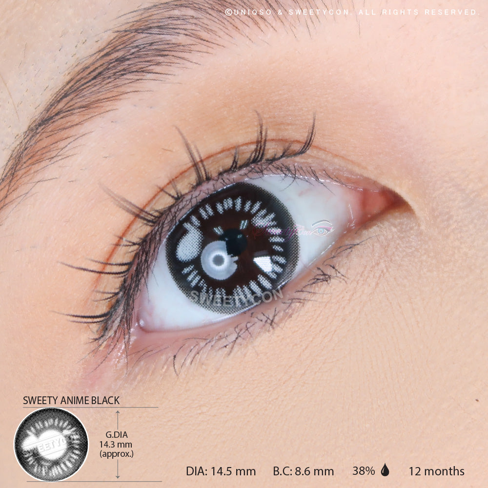 Sweety Anime Black (1 lens/pack)-Colored Contacts-UNIQSO Canada