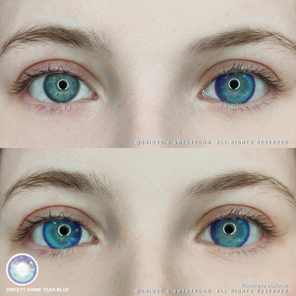 Sweety Anime Tear Blue (1 lens/pack)-Colored Contacts-UNIQSO Canada