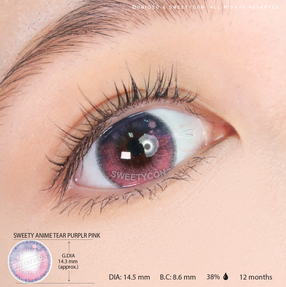 Sweety Anime Tear Purple Pink (1 lens/pack)-Colored Contacts-UNIQSO Canada