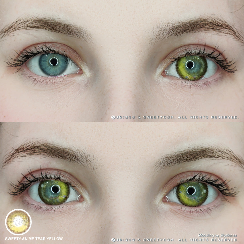 Sweety Anime Tear Yellow (1 lens/pack)-Colored Contacts-UNIQSO Canada