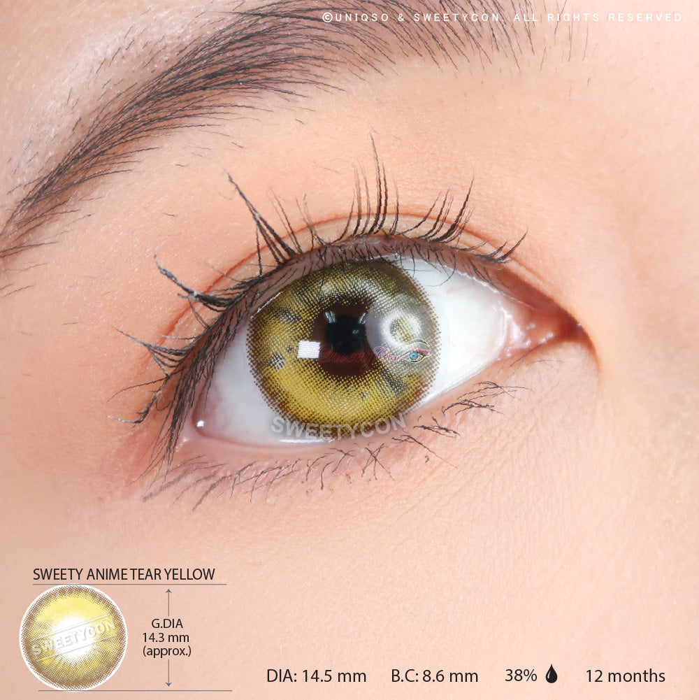Sweety Anime Tear Yellow (1 lens/pack)-Colored Contacts-UNIQSO Canada