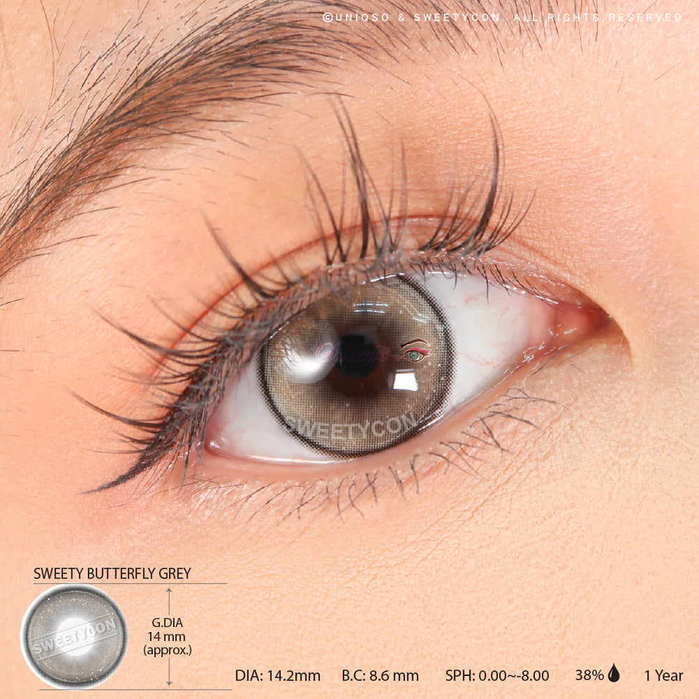 Sweety Butterfly Grey (1 lens/pack)-Colored Contacts-UNIQSO Canada