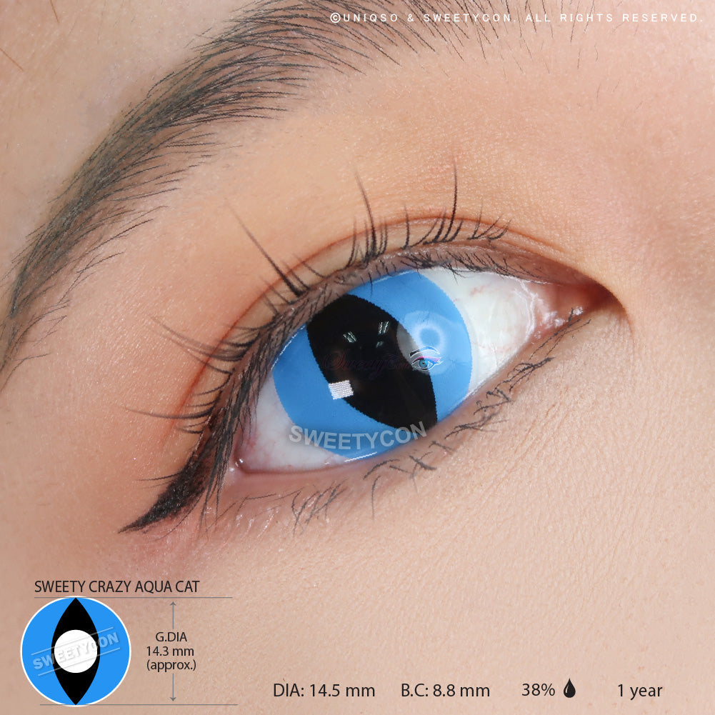 Sweety Crazy Aqua Cat (1 lens/pack)-Crazy Contacts-UNIQSO Canada