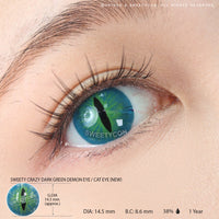 Sweety Crazy Dark Green Demon Eye / Cat Eye (New) (1 lens/pack)-Crazy Contacts-UNIQSO Canada