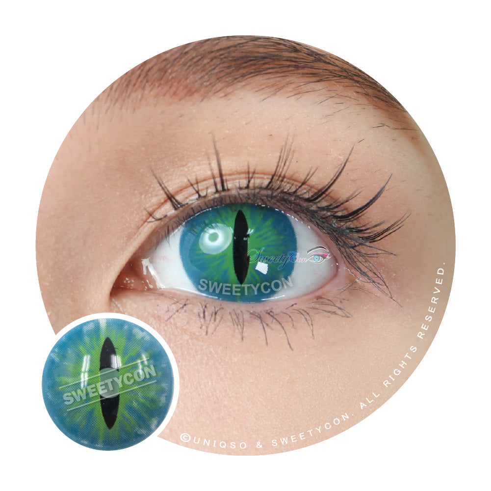 Sweety Crazy Dark Green Demon Eye / Cat Eye (New) (1 lens/pack)-Crazy Contacts-UNIQSO Canada