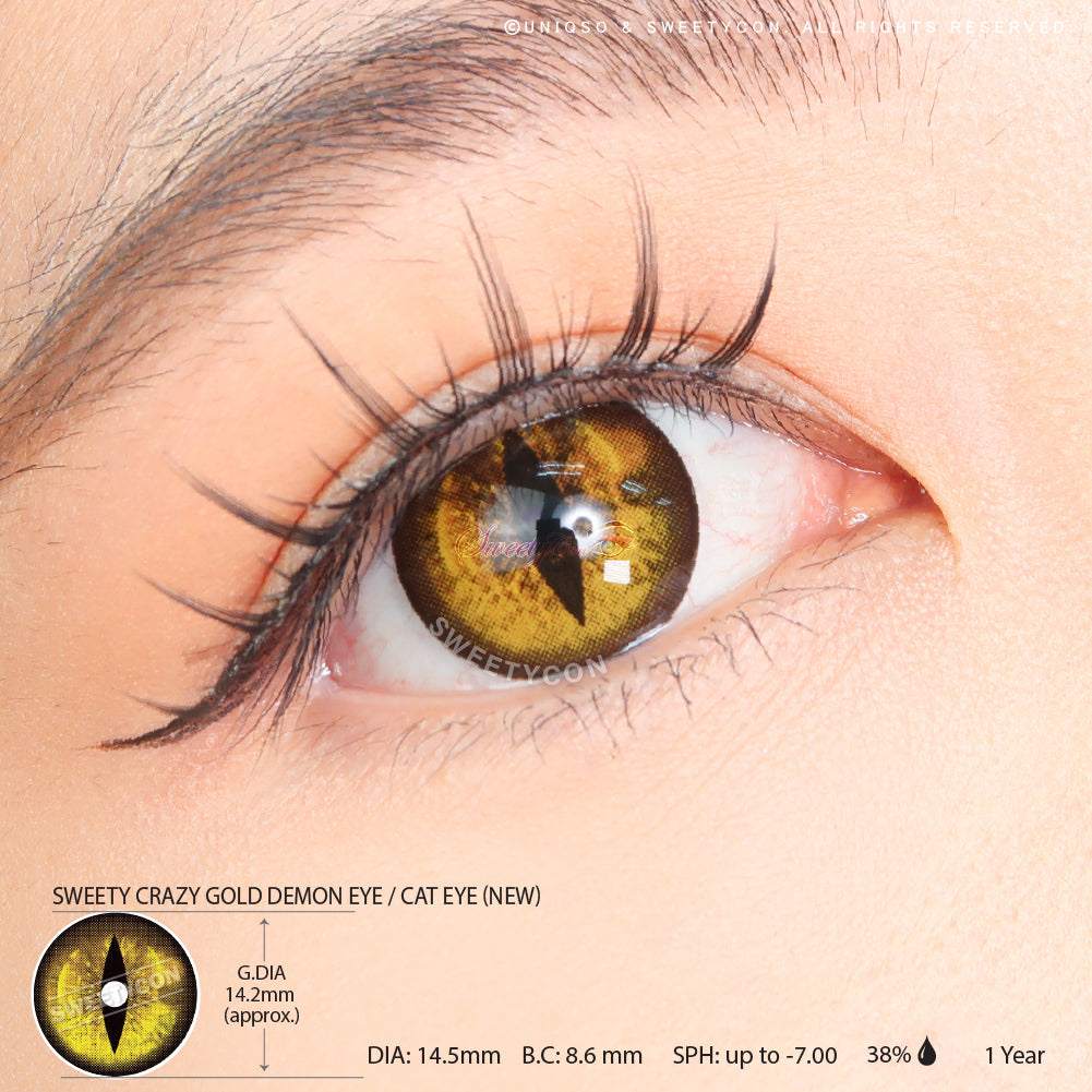 Sweety Crazy Gold Demon Eye / Cat Eye (New) (1 lens/pack)-Crazy Contacts-UNIQSO