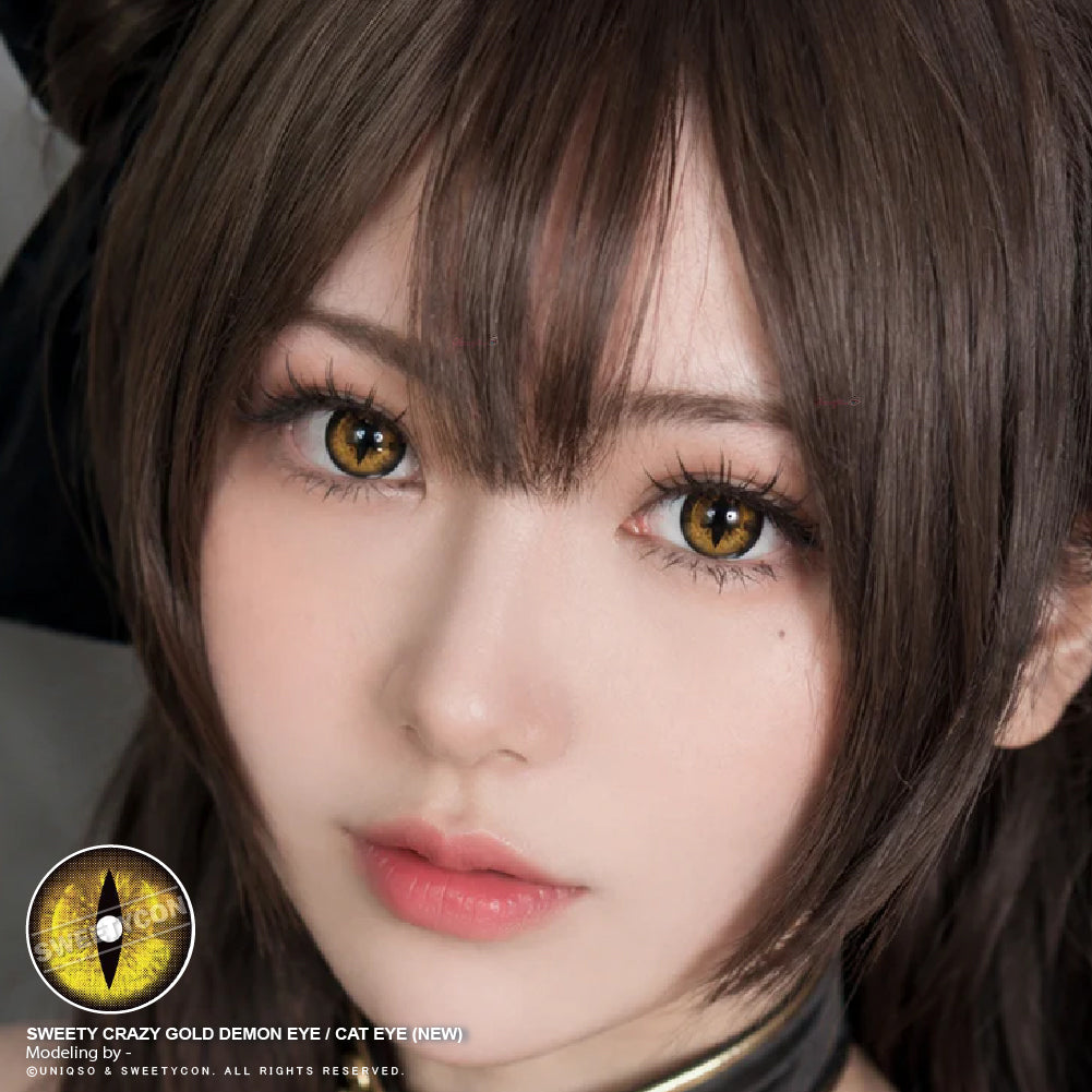 Sweety Crazy Gold Demon Eye / Cat Eye (New) (1 lens/pack)-Crazy Contacts-UNIQSO Canada