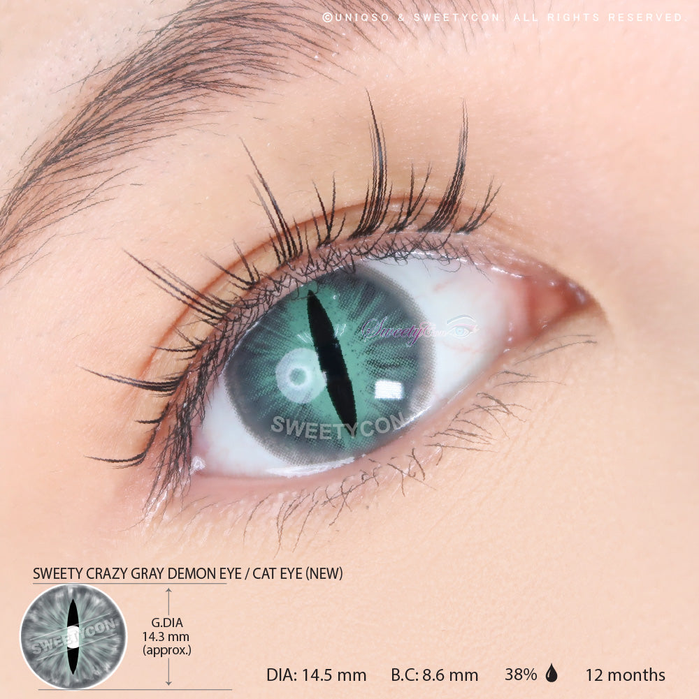 Sweety Crazy Gray Demon Eye / Cat Eye (New) (1 lens/pack)-Crazy Contacts-UNIQSO Canada