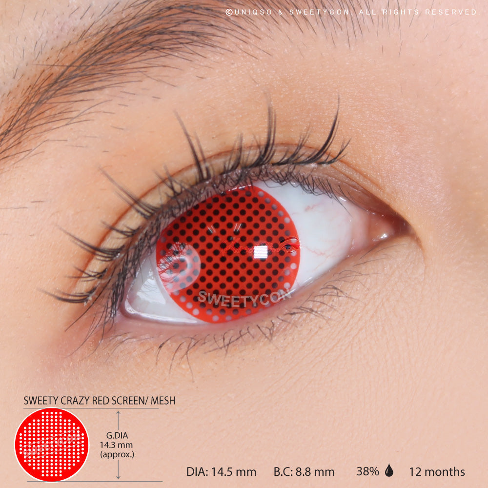 Sweety Crazy Red Screen/ Mesh II (1 lens/pack)-Crazy Contacts-UNIQSO Canada