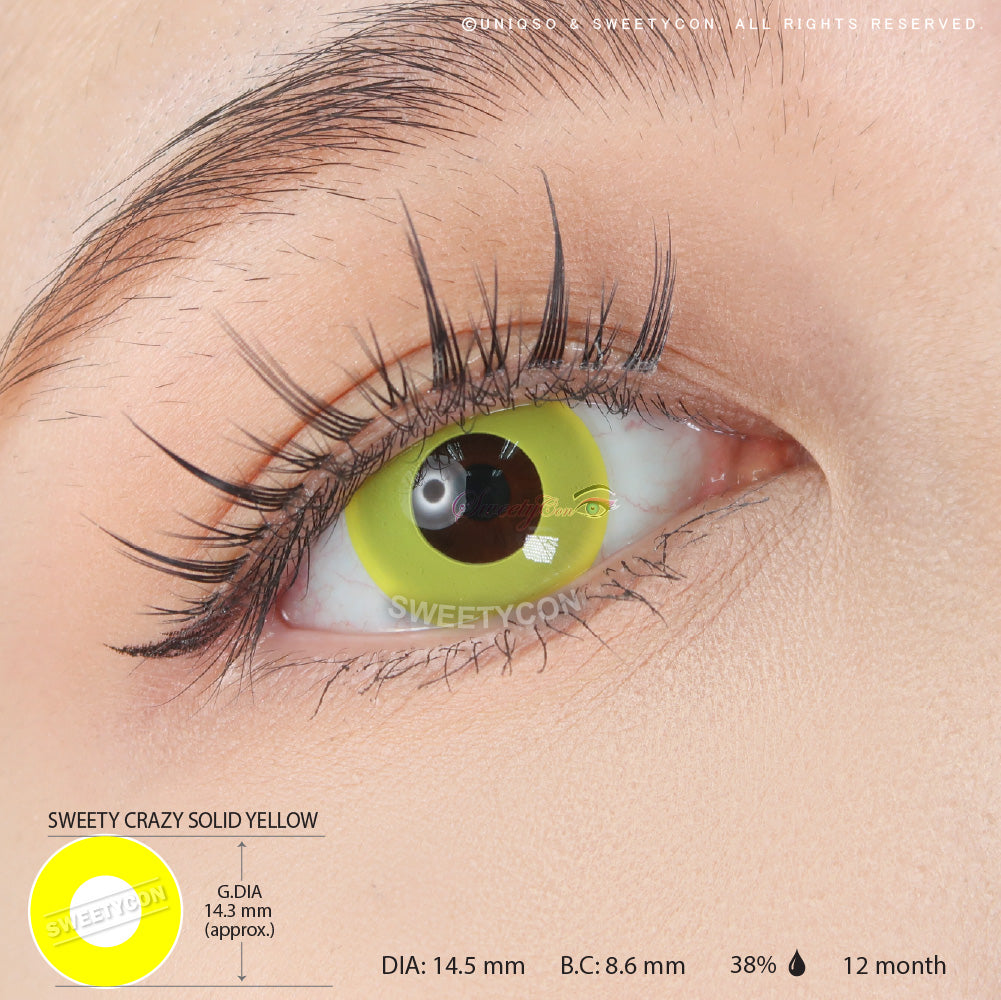 Sweety Crazy Solid Yellow (1 lens/pack)-Crazy Contacts-UNIQSO Canada
