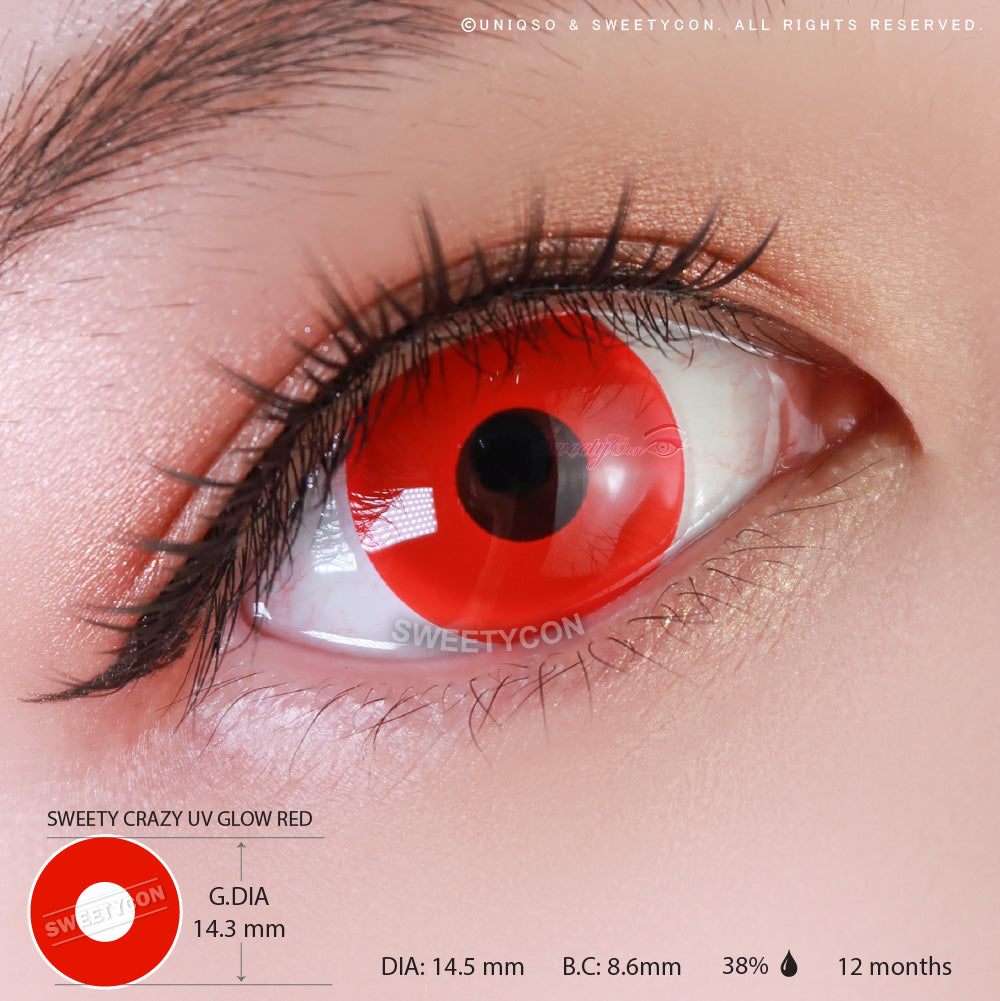 Sweety Crazy UV Glow Red (1 lens/pack)-UV Contacts-UNIQSO Canada