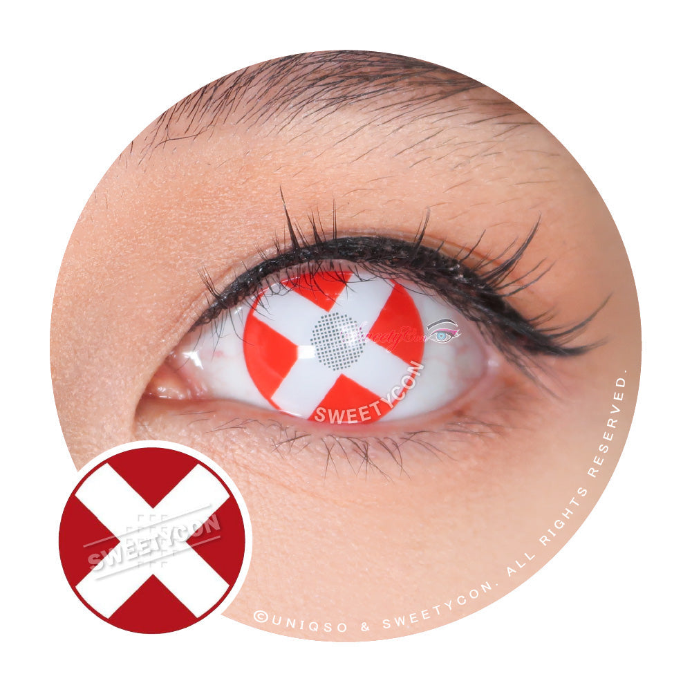 Sweety Crazy White Cross Red Eye (1 lens/pack)-Crazy Contacts-UNIQSO Canada