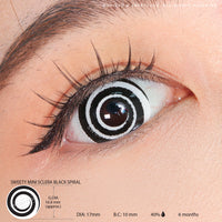 Sweety Mini Sclera Black Spiral (1 lens/pack)-Mini Sclera Contacts-UNIQSO Canada