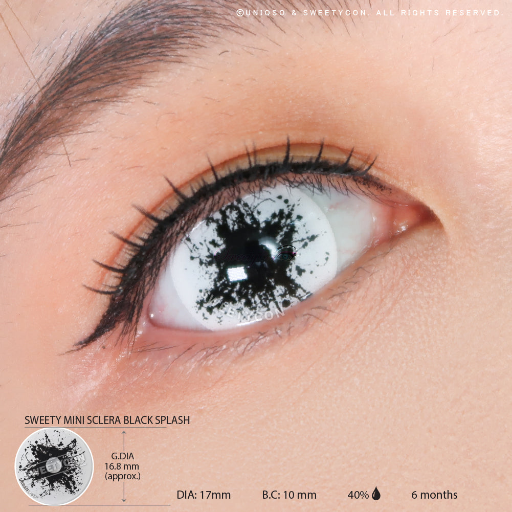 Sweety Mini Sclera Black Splash (1 lens/pack)-Mini Sclera Contacts-UNIQSO Canada