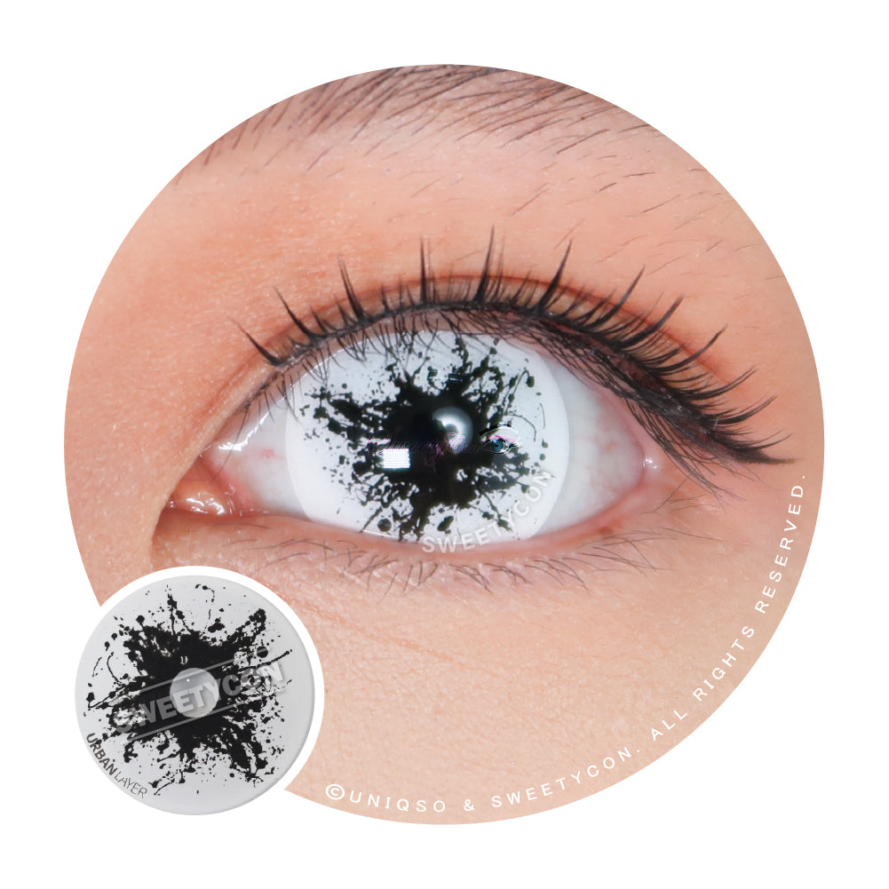 Sweety Mini Sclera Black Splash (1 lens/pack)-Mini Sclera Contacts-UNIQSO Canada