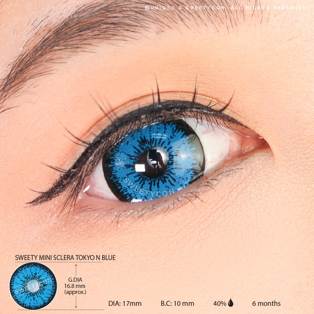 Sweety Mini Sclera Tokyo N Blue (1 lens/pack)-Mini Sclera Contacts-UNIQSO Canada