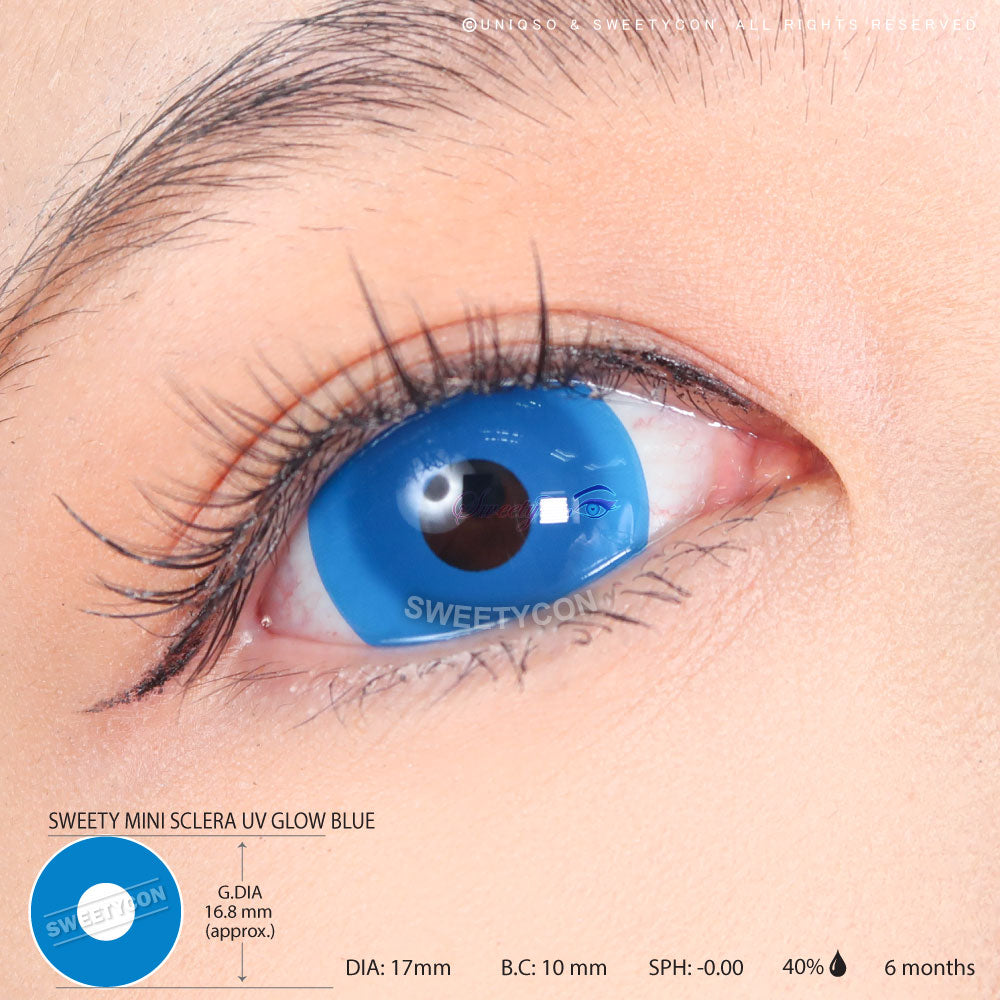 Sweety Mini Sclera UV Glow Blue (1 lens/pack)-Mini Sclera Contacts-UNIQSO Canada