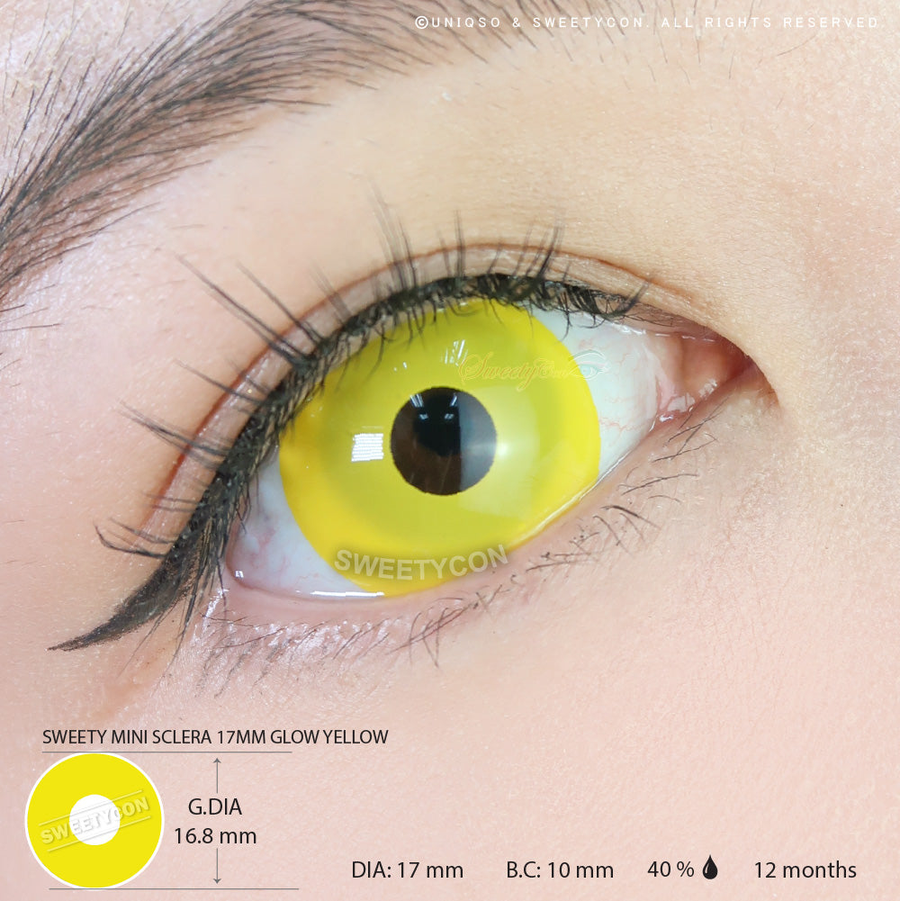 Sweety Mini Sclera UV Glow Yellow (1 lens/pack)-Mini Sclera Contacts-UNIQSO Canada