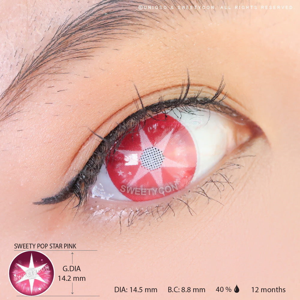 Sweety Pop Star Pink (1 lens/pack)-Colored Contacts-UNIQSO Canada