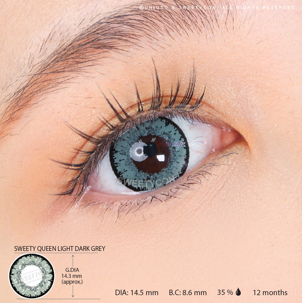 Sweety Queen Dark Grey (1 lens/pack)-Colored Contacts-UNIQSO Canada