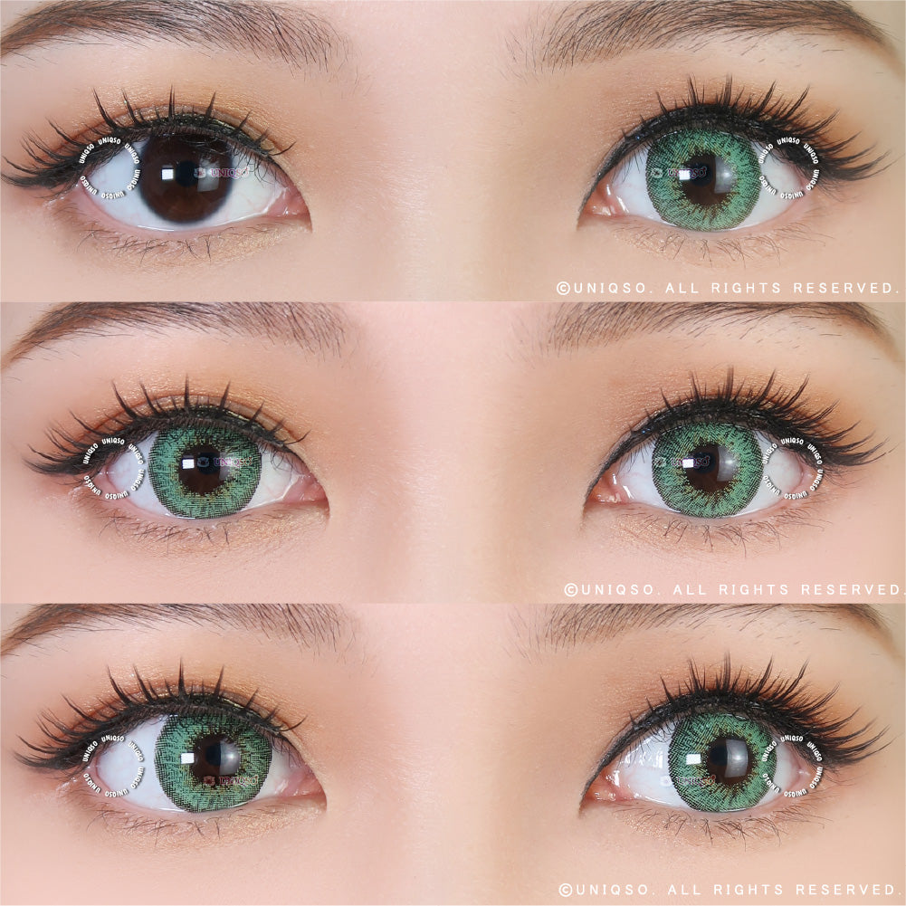 Western Eyes Puffy 3 Tones Green (1 lens/pack)-Colored Contacts-UNIQSO Canada