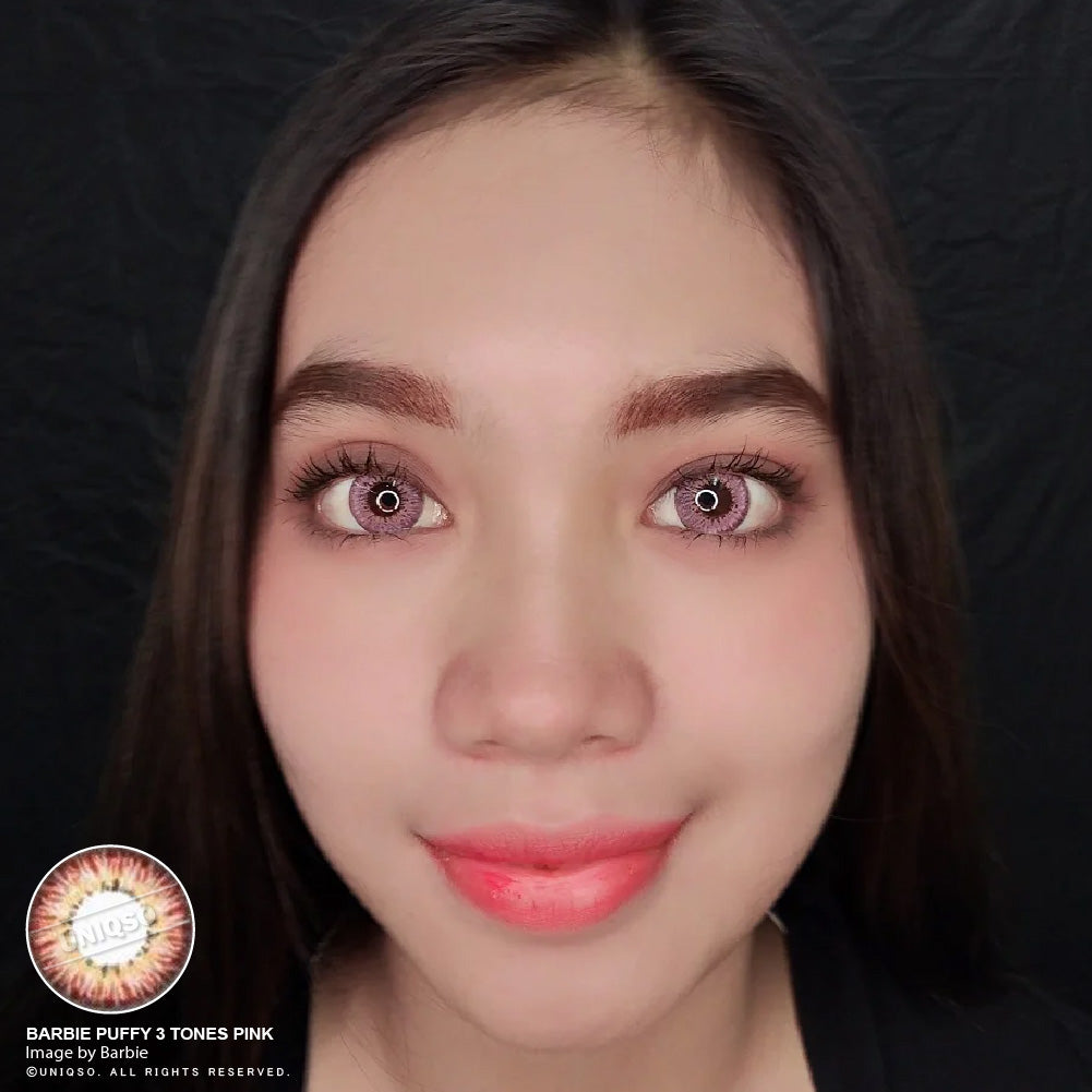 Western Eyes Puffy 3 Tones Pink (1 lens/pack)-Colored Contacts-UNIQSO Canada