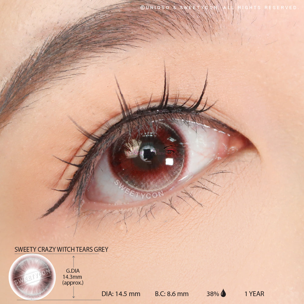 Sweety Crazy Witch Tears Grey (1 lens/pack)-Crazy Contacts-UNIQSO Canada