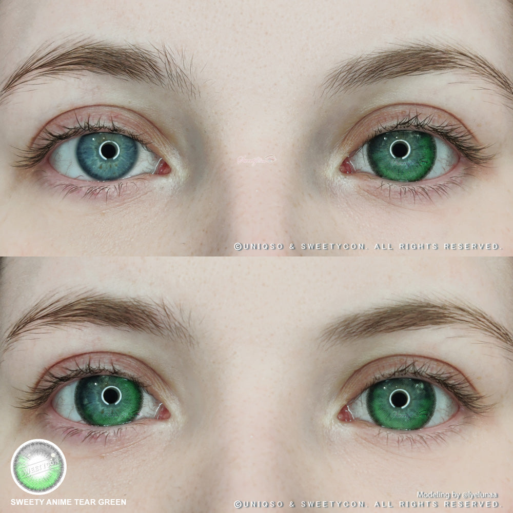 Sweety Anime Tear Green (1 lens/pack)-Colored Contacts-UNIQSO