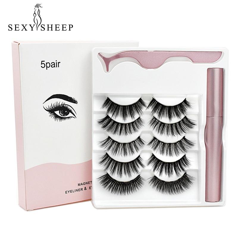 Sexy Sheep Magnetic Faux Mink Volume Eyelashes Kit Set (5 Pairs)-Magnetic Eyelash-UNIQSO