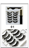 Mixed Designs Faux Mink Magnetic Eyelashes Kit Set (5 Pairs)-Magnetic Eyelash-UNIQSO