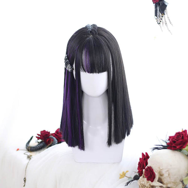 Super Straight Dark Violet Centre Braid Lolita Wig-Lolita Wig-UNIQSO