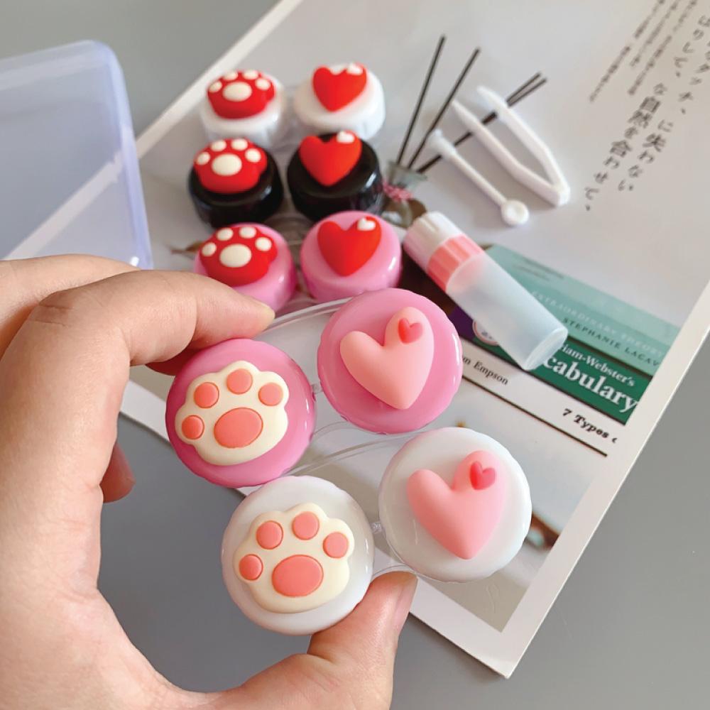 Cute Paw & Love Lens Case Travel Kit (3 Pairs)-Lens Case-UNIQSO Canada